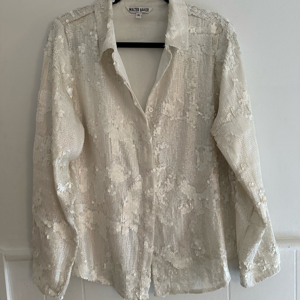 Walter Baker Cream Sequin Shirt XL